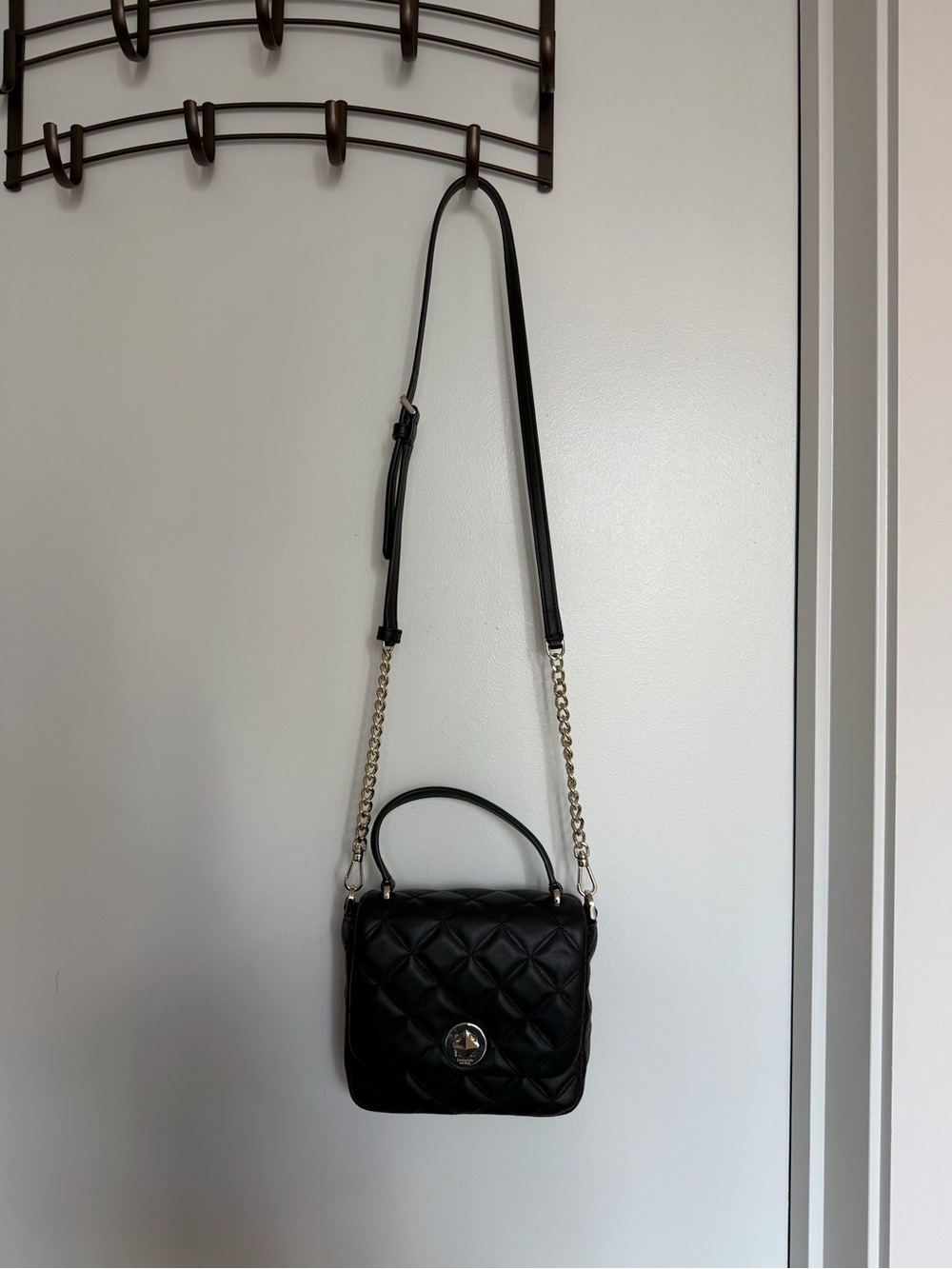 kate spade Quilted Black Crossbody with Gold Chain Strap